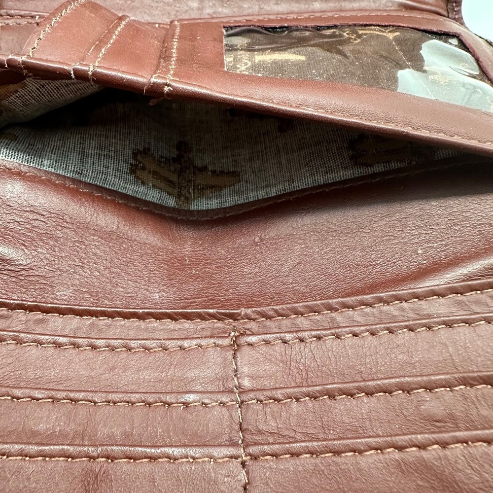 American West Wallet Burgundy Brown Floral Tooled Studded Leather Trifold - Picture 6 of 11